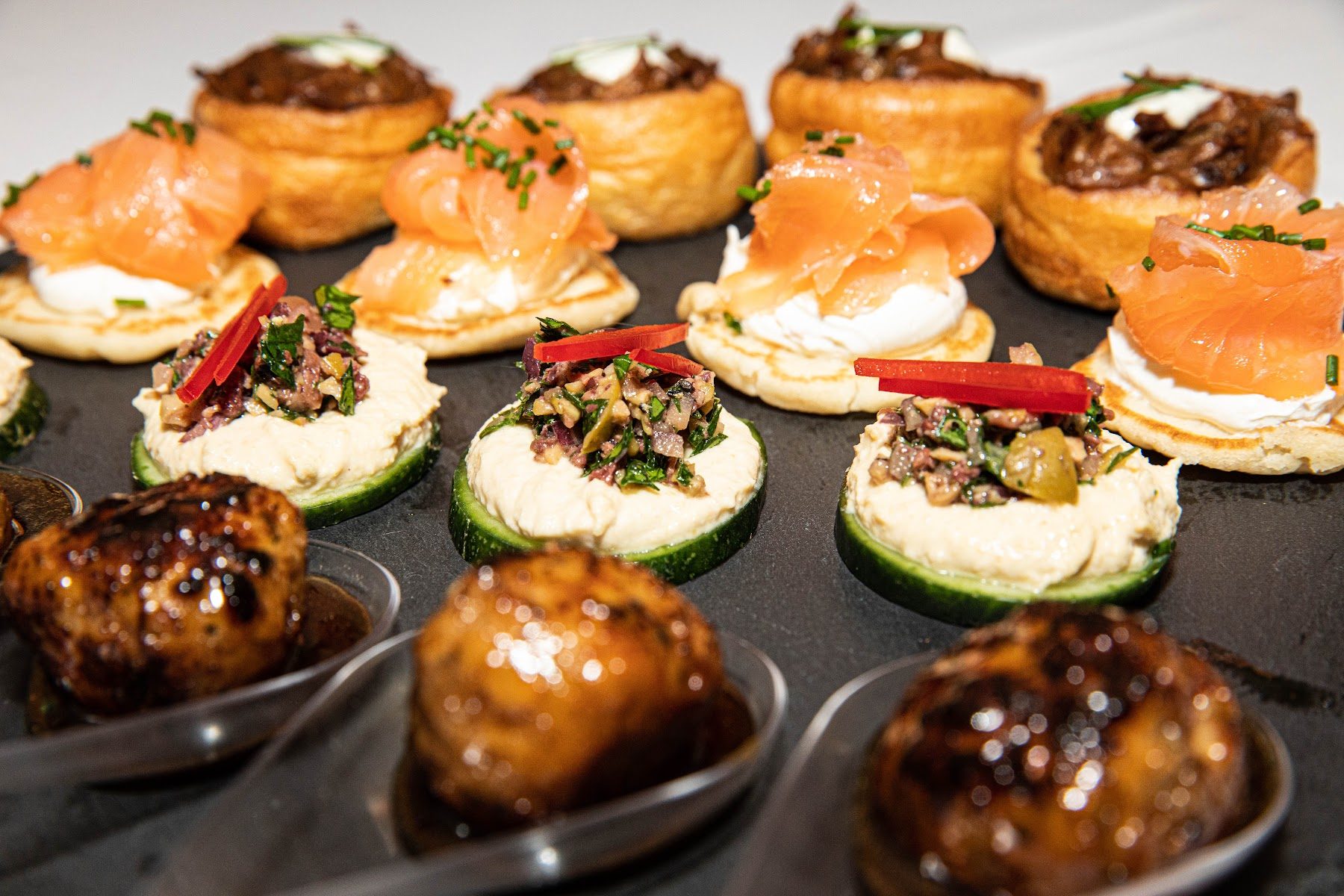 Handcrafted canapés prepared by the kitchen team at The Engine Shed