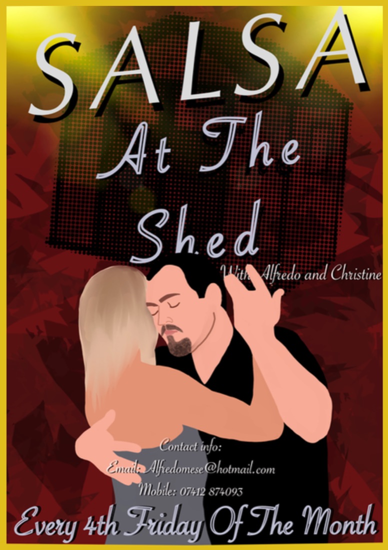 Salsa at the Shed poster, every fourth Friday of the month