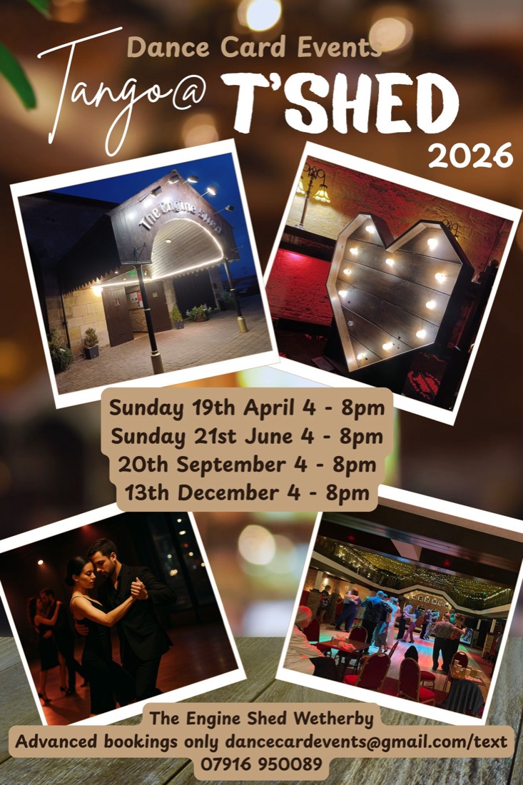 Tango at The Engine Shed poster with 2026 Sunday dates